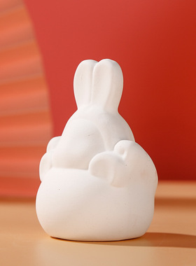 兔爷摆件白胚陶瓷DIY手工制作
