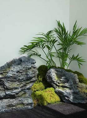 仿真玻璃钢石头摆件室内石块造景庭院花园装饰岩石假山景观假石头