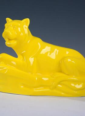 黄色招财陶瓷马十二生肖立马发财摆件工艺品客厅招财镇宅摆设瓷器