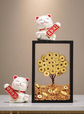 节节高升富贵竹子招财猫摆件创意客厅电视柜装饰品办公室招财聚财