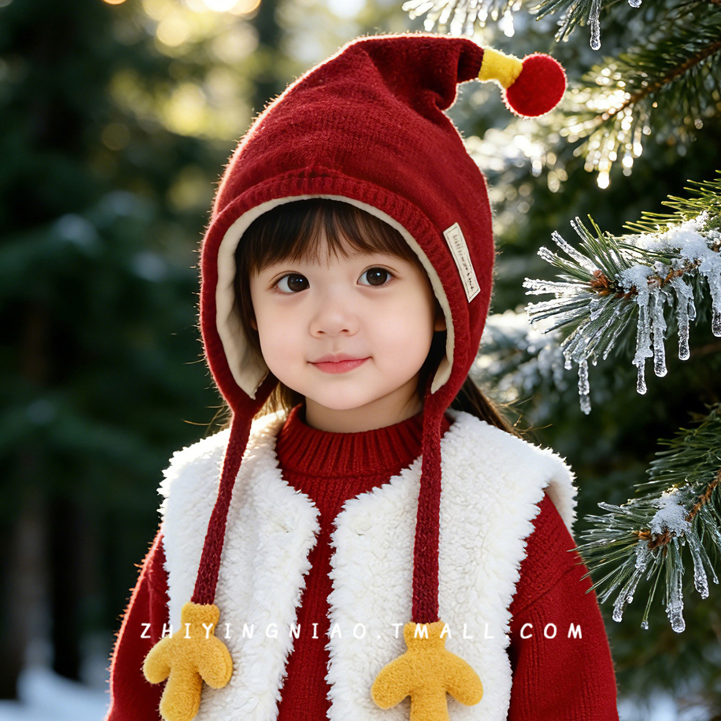 儿童帽子冬季韩版护耳精灵帽加厚针织帽男孩女宝宝外出防风毛线帽,淘宝优惠券,粉丝福利购,淘宝优惠卷