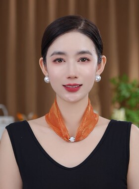 新款时尚韩版百变百搭炫彩护颈纹磁扣丝巾