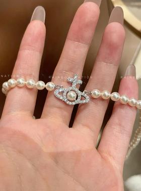 高品质土星夹心珍珠项链轻奢高级