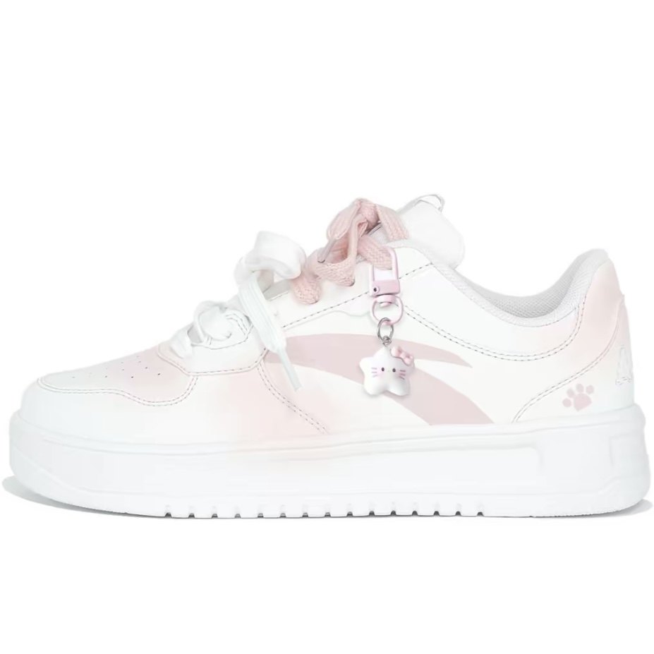 【定制球鞋】Anta安踏轻松可爱腮红猫爪耐磨低帮板鞋女款白粉色,淘宝优惠券,粉丝福利购,淘宝优惠卷