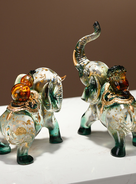 高档轻奢大象一对招财镇宅摆件