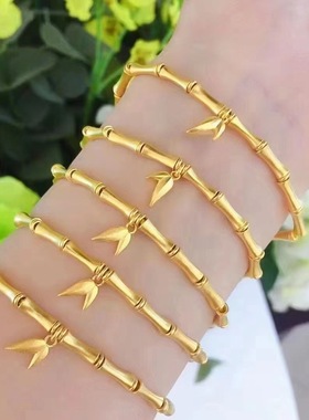 古法传承竹节手链女2025年新款复古竹子节节高升手串仿黄金色女款