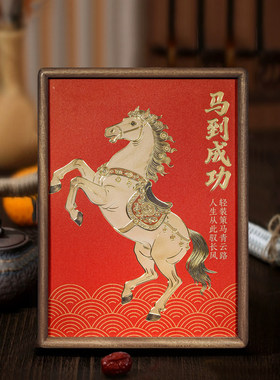 新中式金马铜艺摆台吉祥马上发财