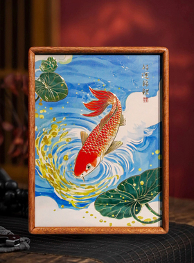 《好运锦鲤》铜雕画桌面摆件装饰