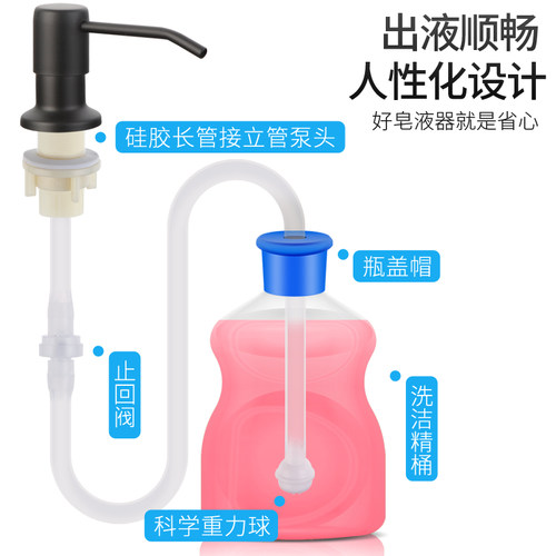 皂液器加长管厨房水槽用洗洁精按压瓶延长抽取洗菜盆洗涤剂压取器 - 图1