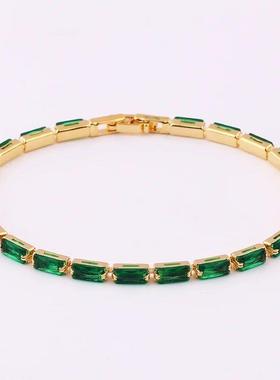 Green Shiny Charm CZ Tennis Bracelet for Women Crystal Zirco