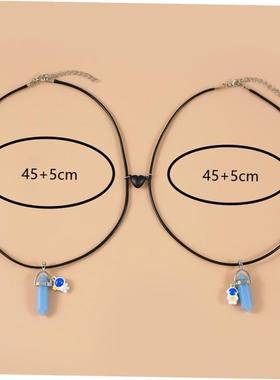 2PCS Luminous Hexagonal Column Couple Magnetic Necklace for