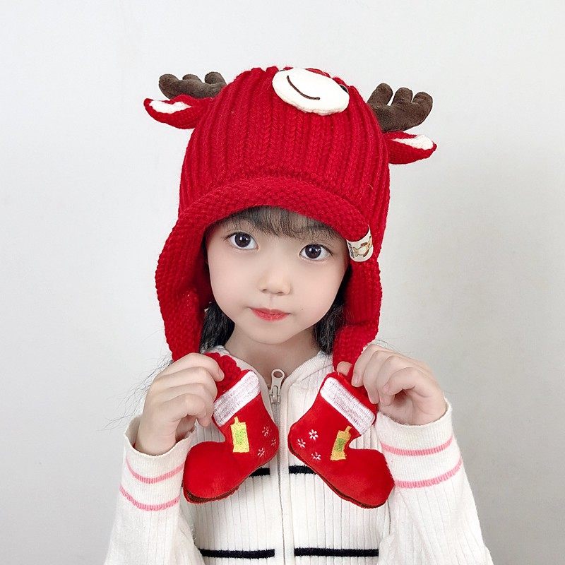 儿童帽子秋冬季可爱超萌男童防风护耳帽加绒加厚女宝宝针织毛线帽,淘宝优惠券,粉丝福利购,淘宝优惠卷