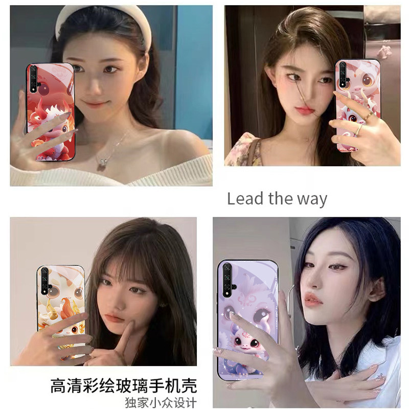 适用华为nova5T手机壳YAL-L21的国潮龙手机套新款玻璃保护套防摔软壳硅胶男女款网红可爱情侣卡通超薄全包个