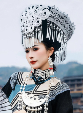 彝族复古绣花帽节日演出头饰