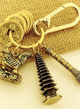 文昌塔书包小吊挂件纯铜金榜题名