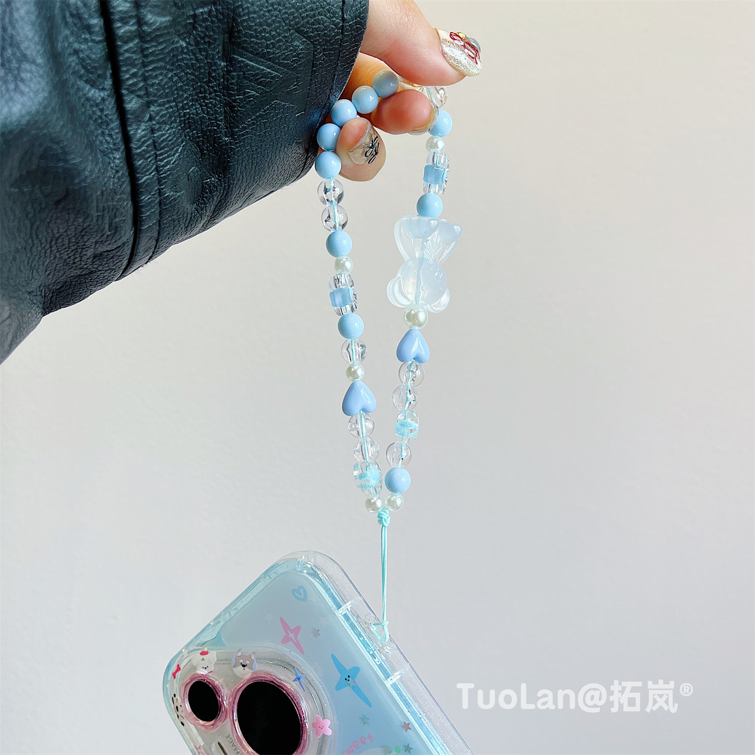 拓岚 适用华为pura70pro+手机壳韩系ins蓝色爱心卡通可爱狗狗头像mate60pro闪粉滴胶新款mate70pro挂绳防摔女 - 图3