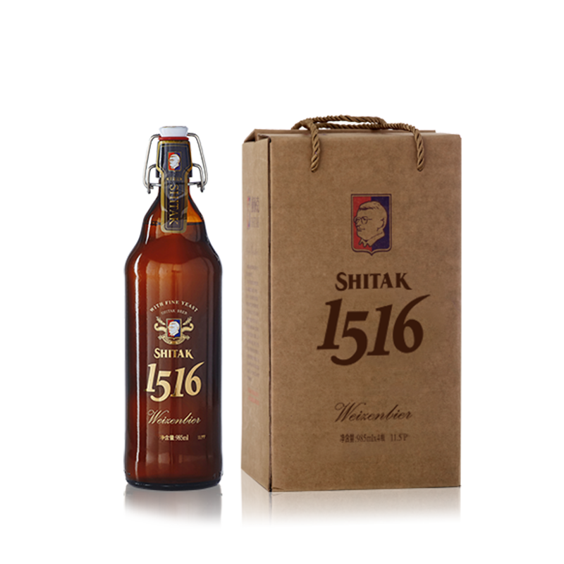 天湖精酿啤酒德国风味11.5度小麦白啤施泰克1516礼盒装985ml*4瓶
