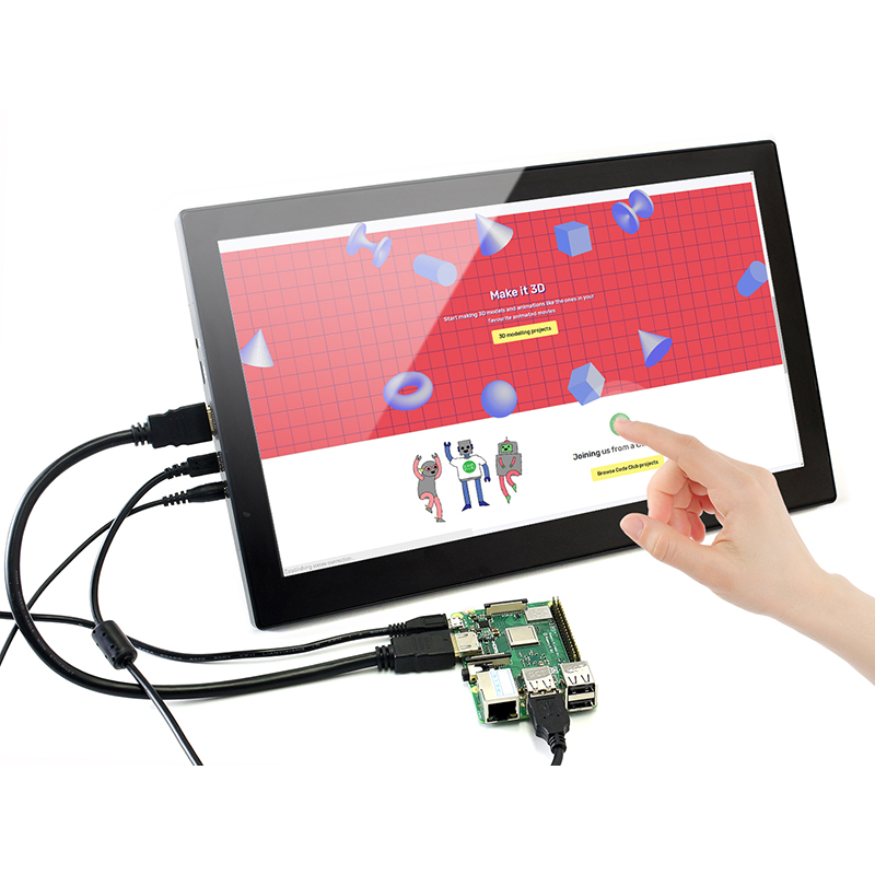 树莓派4B 13.3寸HDMI/VGA高清显示屏 钢化玻璃电容触摸带外壳V2版 - 图3