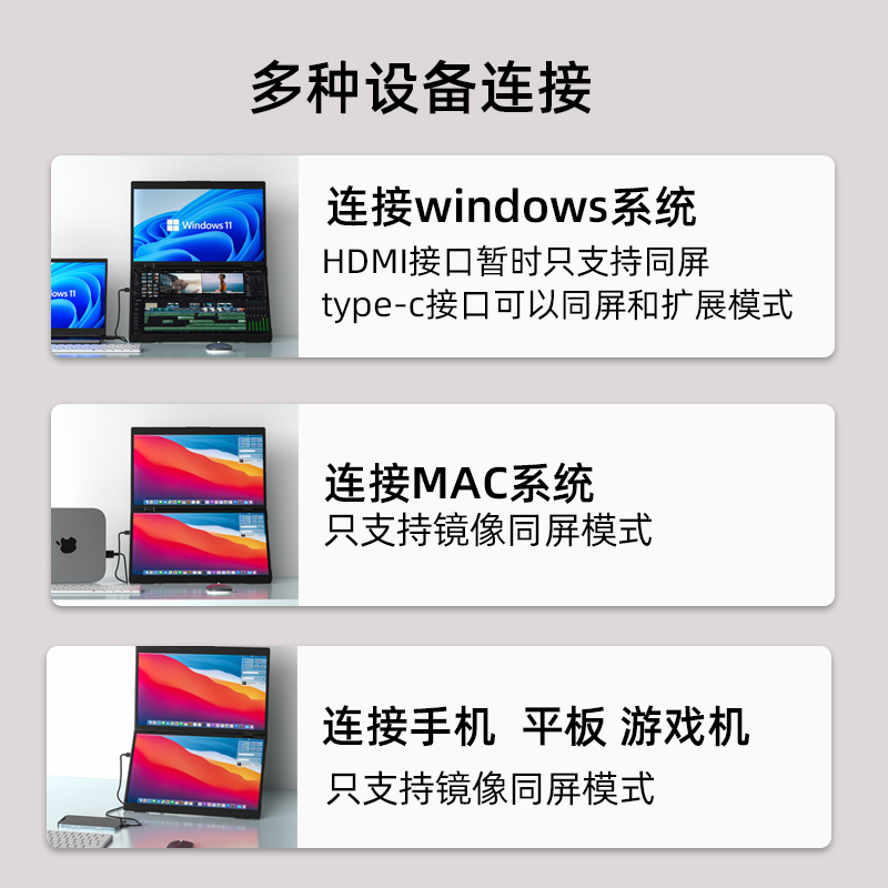 EIMIO触控折叠双屏便携显示器笔记本电脑办公炒股双屏扩展屏幕 - 图3