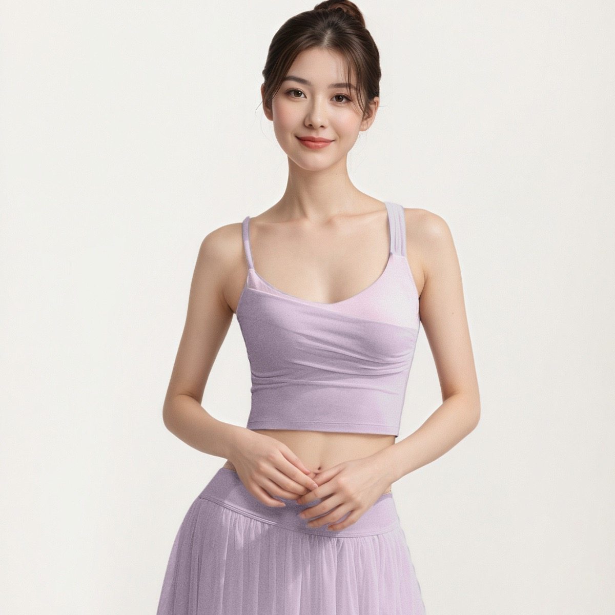 少女感网球运动套装 运动风高腰网纱百褶裙女一体杯中度运动背心,淘宝优惠券,粉丝福利购,淘宝优惠卷