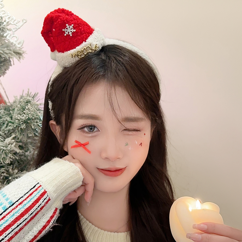 圣诞节装饰头箍女孩圣诞帽发箍发饰2024新款派对儿童创意搞怪头饰