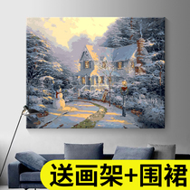 diy digital oil painting oil color painting hand-filled color drawing filling propylene watercolor scenery hand-painted decoration painting custom