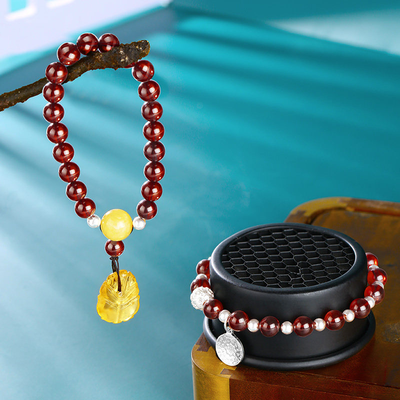 布达拉宫蜜蜡小众设计女士夏足念珠 布达拉宫手链