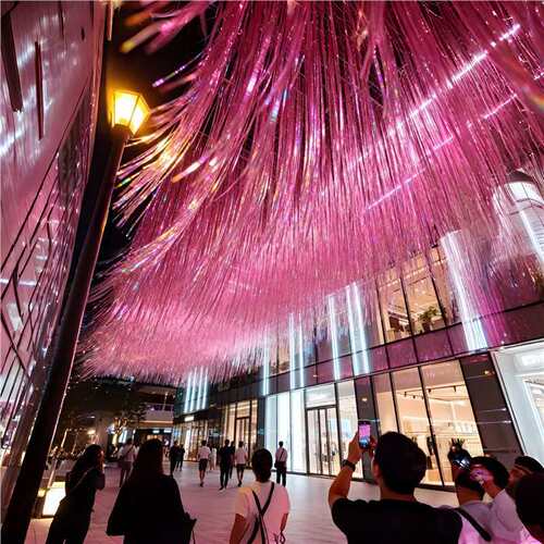 春季夏季网红打卡雨丝帘天幕景区商场古镇商业街道步行街活动布置 - 图0
