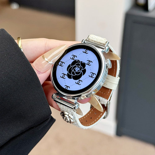 山茶花适用华为GT6/GT5手表表带GT4真皮GT3女款watch4pro新款GT2pro皮质watch3pro秋冬41mm女士5Pro荣耀E专用 - 图2