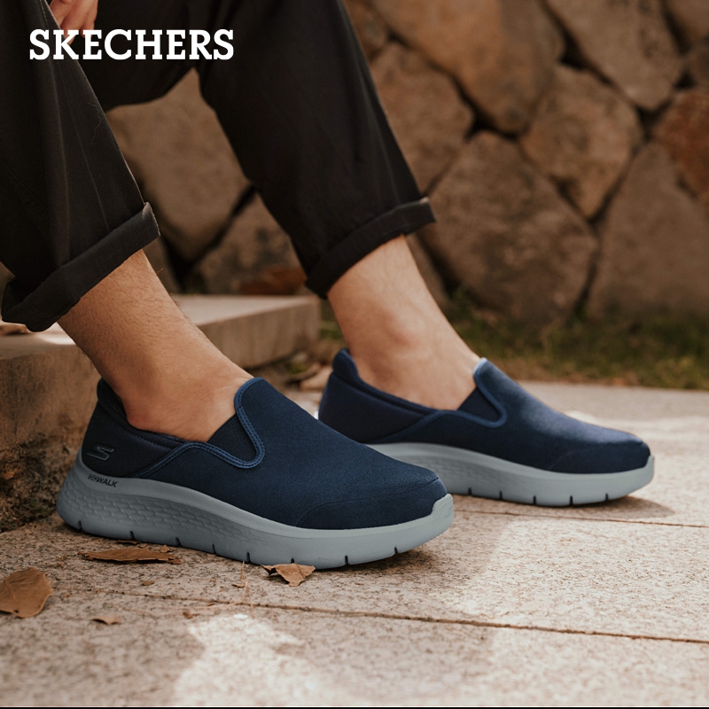 Skechers斯凯奇男鞋中老年健步鞋一脚蹬爸爸休闲鞋中年老人鞋春季