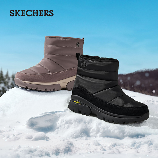 Skechers snow boots thickened warm women's shoes plus velvet high boots bread shoes fashionable women's boots flat winter boots winter