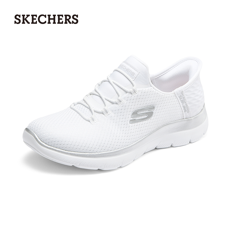 Skechers斯凯奇闪穿鞋女鞋妈妈运动鞋一脚蹬软底老人鞋健步鞋春季