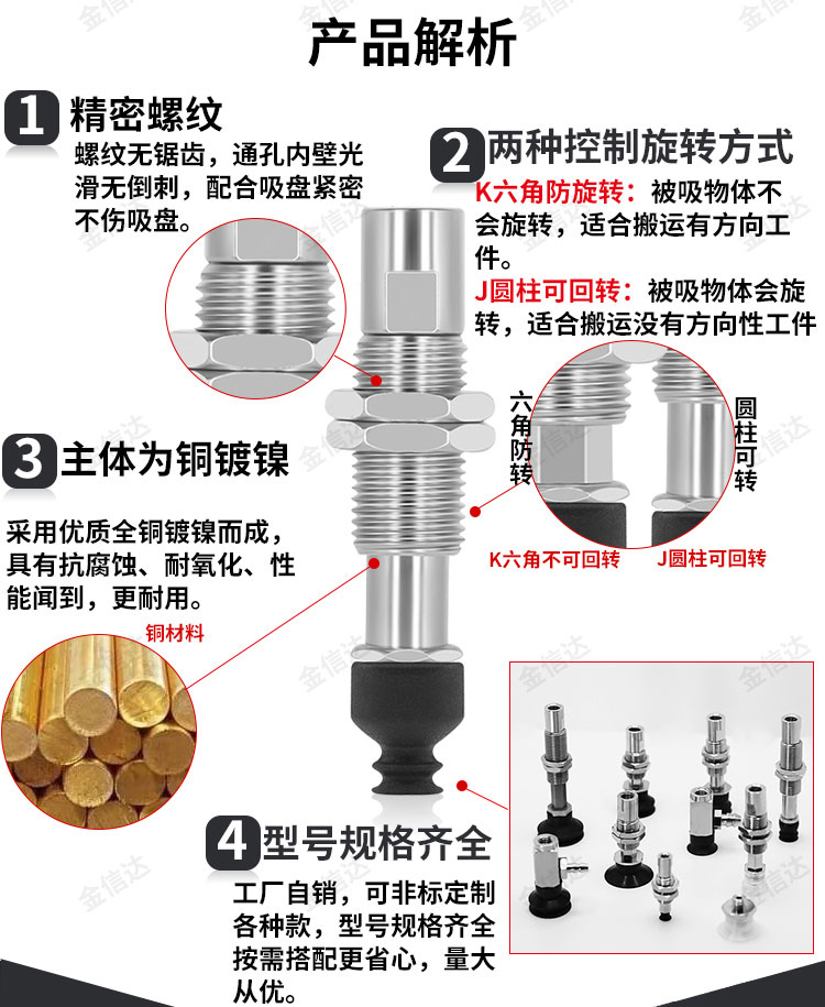 SMC真空吸盘金具ZP3-T04UM/T06UM-T08UM-J3/J6/J10/K3/K6/K10-B5 - 图2