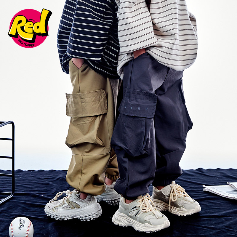 redcopper童装男女童2024新款儿童冬季裤子工装裤加绒束脚休闲裤