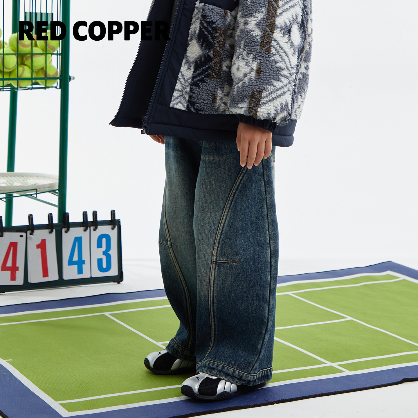 redcopper童装2025新款秋冬加绒宽松弯刀裤休闲牛仔裤潮CHH453104,淘宝优惠券,粉丝福利购,淘宝优惠卷