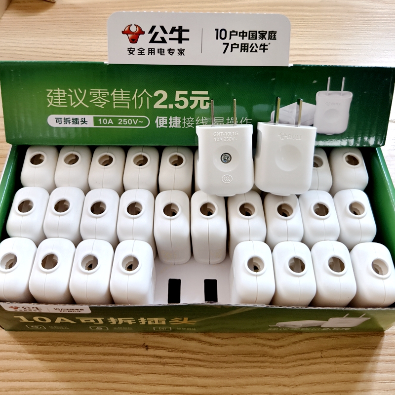 正品公牛10A插头电线二头两脚接线两孔两角项电源2脚极10L1SG多用 - 图0