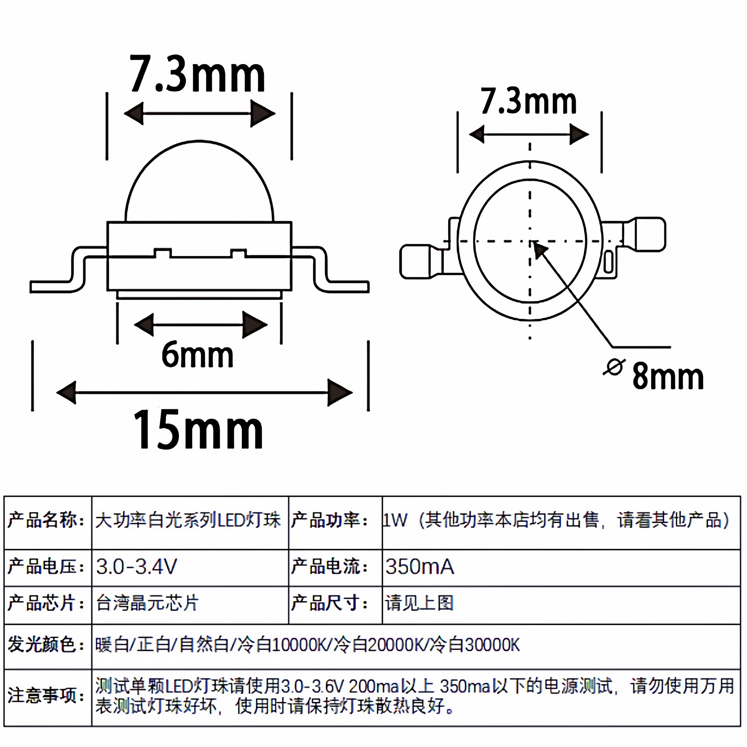 射灯筒灯光源DIY100只高亮led灯LED1W灯珠大功率天花灯轨道灯板,淘宝优惠券,粉丝福利购,淘宝优惠卷