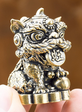 醒狮旺旺狮国潮小摆件茶宠汽车办公室桌面装饰家居工艺品饰品礼物