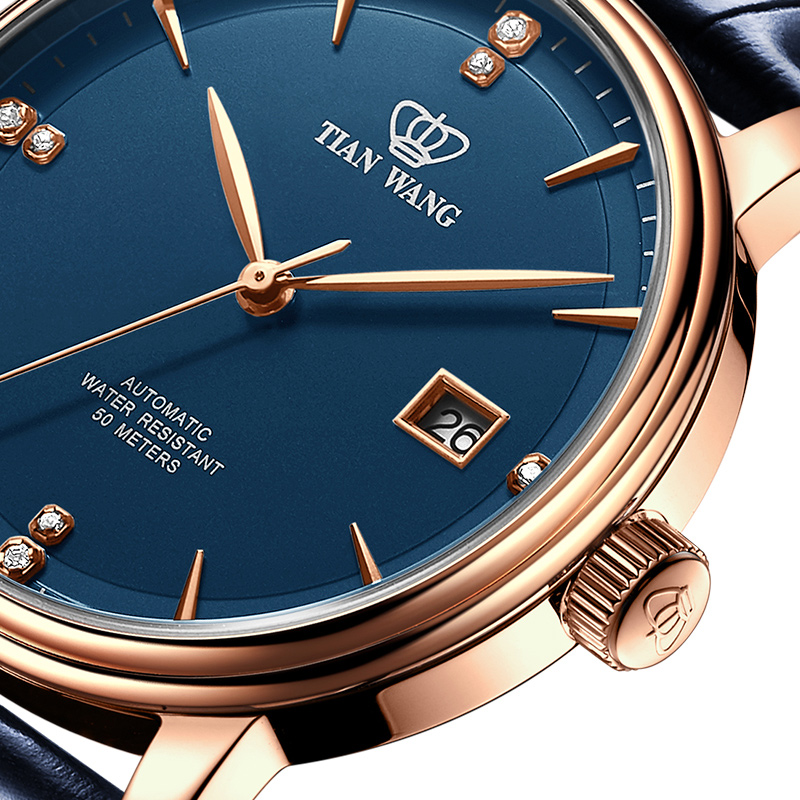 天王男官方店正品防水钢带机械表 天王深圳国产腕表