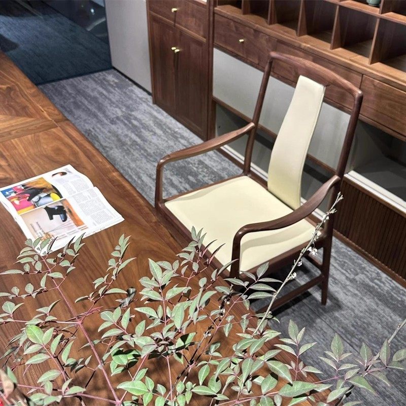 北美黑胡桃木新中式茶桌椅现代轻奢高级感实木茶台办公茶室大办桌,淘宝优惠券,粉丝福利购,淘宝优惠卷