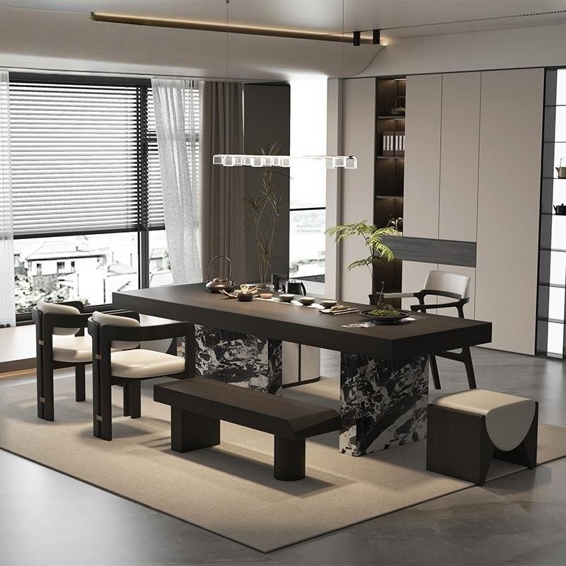 高端轻奢岩板茶台新中式大理石茶桌椅组合酒店会所家用高级感家具,淘宝优惠券,粉丝福利购,淘宝优惠卷