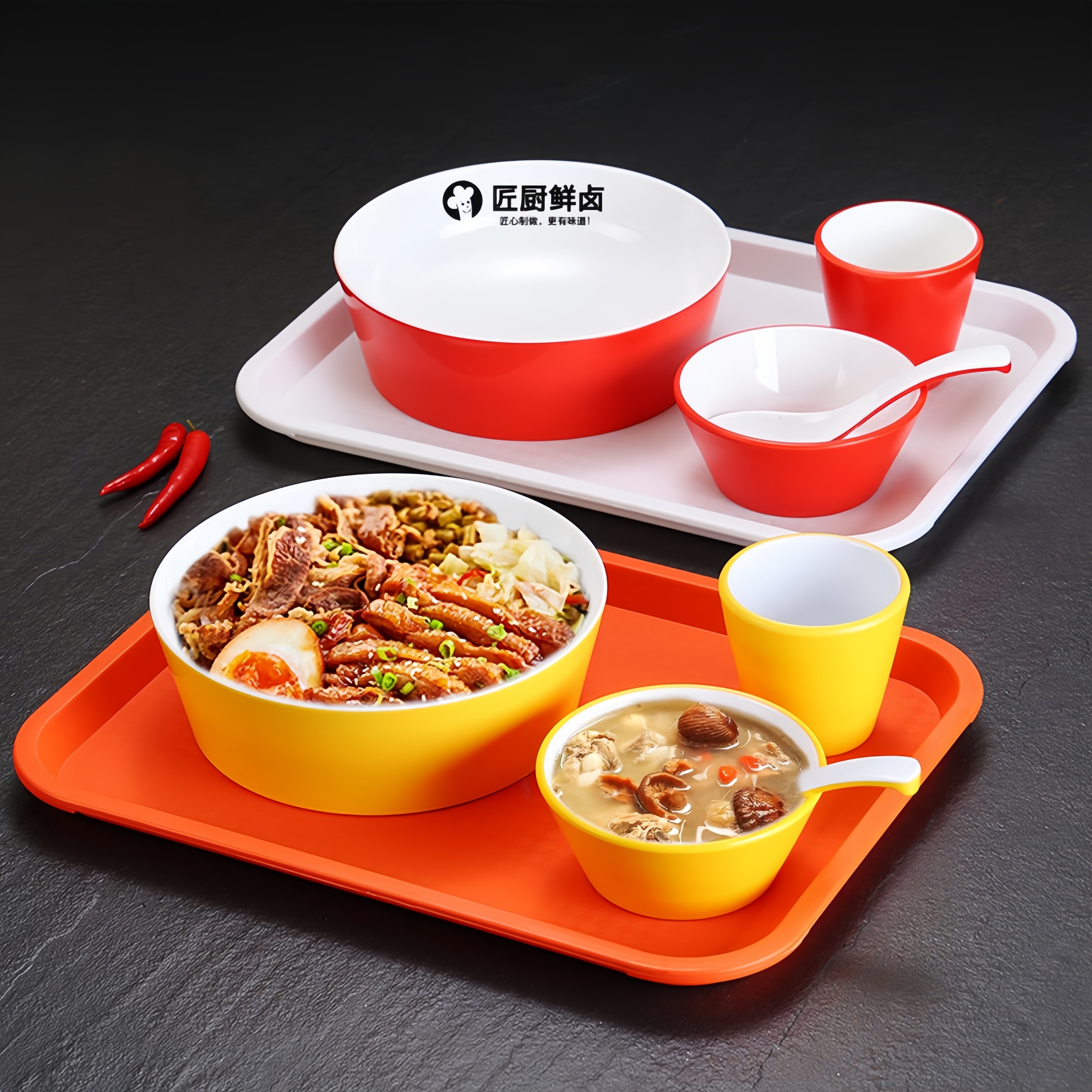 特色鸡排饭碗脆皮鸡烤肉拌饭碗密胺盖浇饭盘深盘菜盘食堂专用餐具