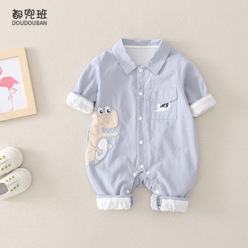 满月秋装新生儿男女宝宝春秋哈衣 都兜班童装连身衣/爬服/哈衣