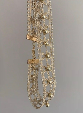 项圈女颈带高级感复古金色花朵蕾丝choker项链短款配饰颈链废土风