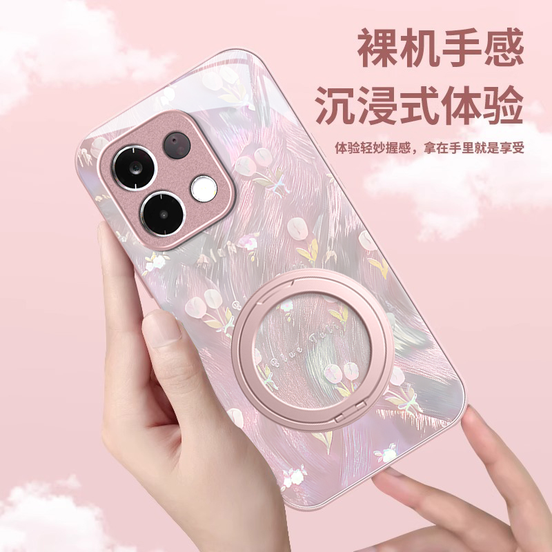 适用镭射小花OPPOK12S手机壳K11X金属漆K10PRO玻璃K9S新款少女心防摔保护套全包专用超火新品爆款高级感创意 - 图0