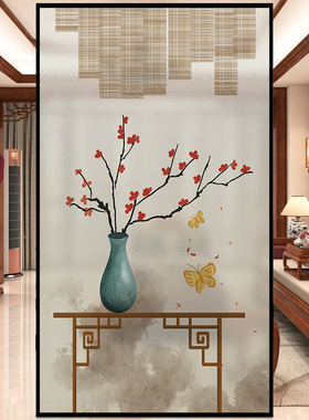 中国风防走光浴室荷花玻璃贴纸