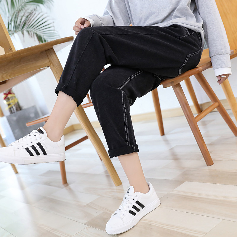 网红孕妇裤直筒老爹春秋外穿牛仔裤 小猪季呐孕妇打底裤