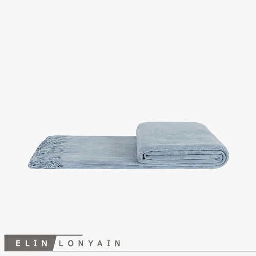 ELIN LONYAIN现代简约轻奢黑白千鸟格蓝色灰色绗缝样板房抱枕搭毯 - 图3