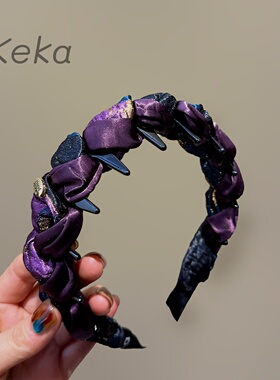 扎染蓝拼紫色布艺发箍