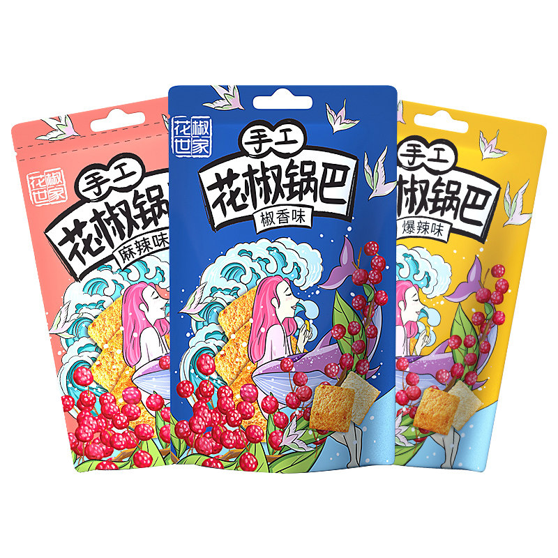 花椒158g克大米三种口味休闲锅巴 椒巴客食品膨化食品